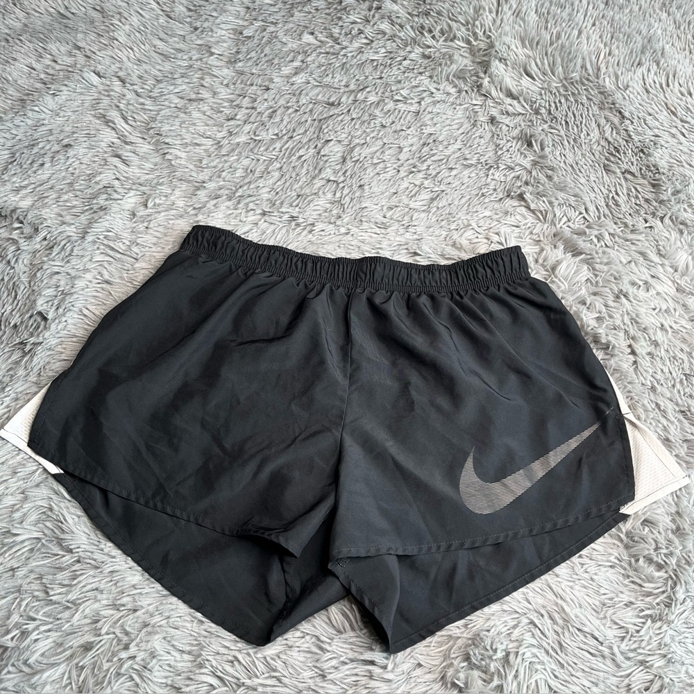 Nike Shorts Womens Large Black Checkmark Dri Fit Drawstring Running Athletic